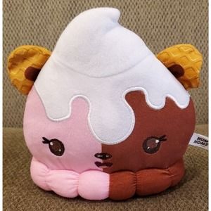 6.5" Num Noms Pink Brown White Ice Cream Waffle Ears Toy Factory Stuffed Toy